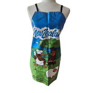 Vtg New Zealand Sheep Vinyl & Cotton Novelty Apron